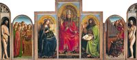 Jan van Eyck, Genter Altar, 1426-1432. Ausschnitt: obere Tafeln