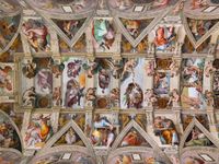 Michelangelo, Decke der Sixtinischen Kapelle - von Erschaffung der Welt (links) bis zum Sündenfall (rechts), 1508-1512